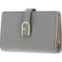 Furla Leren Portemonnee Flow Compact Wallet Cenere Lichtgrijs