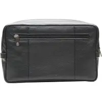 Esquire Leren Utensil zak Spa Cosmetic Bag Black Zwart