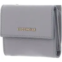 Coccinelle Leren Portemonnee Metallic Soft Wallet Grained Leather Light Grey Lichtgrijs