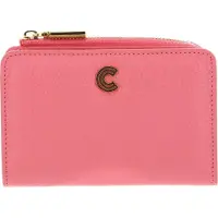 Coccinelle Leren Portemonnee Myrine Wallet Grained Leather Hyper Pink Koraalrood
