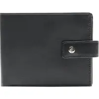 Esquire Leren Portemonnee New Silk Wallet Quer with Flap Black Zwart