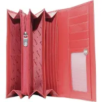 Esquire Portemonnee New Silk Ladies Long Wallet Red Donkerrood