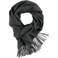 Fraas Sjaal Wool Scarf with Fringes Charcoal Grijs