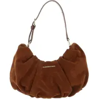 Mandarina Duck Leren Schoudertas Velvet Plisse Wrist Bag Caramel Cafe Lichtbruin