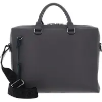 Coccinelle Leren Business tas Laptoptas met laptopvak Man Soft Man Briefcase Grained Leather Grafite Grijs