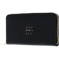 DKNY Leren Portemonnee Milan Tie Zip Around Wallet Blk / Gold Zwart