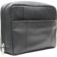 Esquire Leren Utensil zak Spa Cosmetic Case Black Zwart