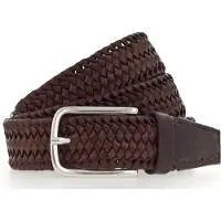 Vanzetti Leren Riem Braided Men's Belt 35 mm W80 Dark Brown Donkerbruin