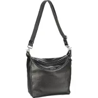 Mandarina Duck Leren Schoudertas Mellow Lux Hobo Black Pearl Zwart