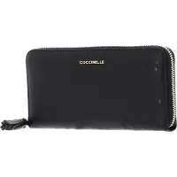 Coccinelle Leren Portemonnee Tassel Ostrich Zip Around Wallet Noir Zwart