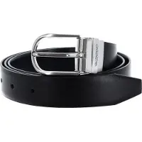 Valentino Leren Riem Litech Men's Belt W105 Nero / Navy Zwart Donkerblauw