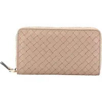 Abro Leren Portemonnee Leather Piuma Weaving Wallet Natural Beige