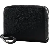 Lacoste Leren Portemonnee City Court Zip Coin Wallet Noir Zwart