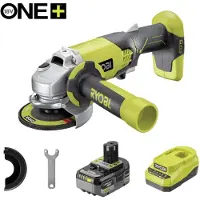 Ryobi 18V ONE+ accu-haakse slijper, 115 mm schijfdiameter, inclusief 4,0 Ah accu