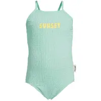 Me & My Monkey badpak met textuur en tekst mintgroen Meisjes Polyester - maat 158/164