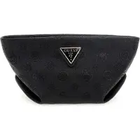 GUESS toilettas Helina Top Zip Cosmetic Bag Black Logo zwart