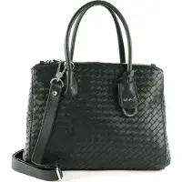 Abro Leren business tas schoudertas met laptopvak Leather Piuma Weaving Businessshopper Busy Navy blauw