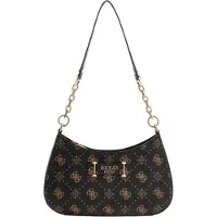 GUESS schoudertas Carrie Logo Top Zip Shoulder Bag Espresso Logo donkerbruin