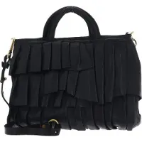 Caterina Lucchi Leren handtas schoudertas Sorrento Adele Shopping Bag Nero zwart