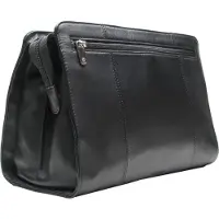 Esquire Leren Utensil zak Spa Toiletry Bag Black Zwart
