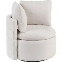 Beliani RANDERS - Draaifauteuil - Gebroken wit - Polyester