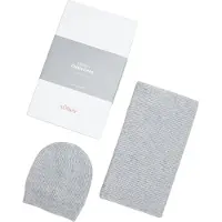 s.Oliver muts sjaal Beanie + Scarf Set Grey Black Lichtgrijs