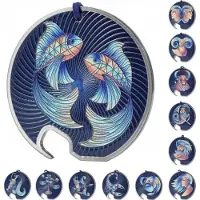 Kadax Zodiak Flesopener, roestvrij staal, sterrenbeeldflesopener, met één hand opener met gat, ronde flesopener voor huis, feest, bar, soda, bruiloft (vis)