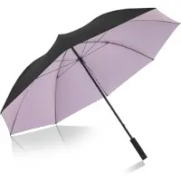 Knirps Paraplu U.900 Ultra Light XXL Manual Black With Rose Coating Zwart Roze