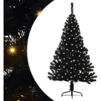 vidaXL - Kunststof - Voorverlichte - Kerstboom - met - 150 - LED - Zwart - 150 - cm - PVC