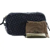 Campomaggi Leren Toilettas Beauty Bag Blu Indaco Donkerblauw