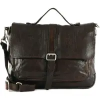 Campomaggi Leren Business tas Schoudertas Saturno Briefcase Moro Donkerbruin