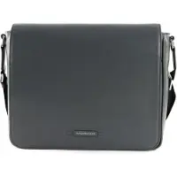 Mandarina Duck Leren Schoudertas Laptoptas met laptopvak Times Messenger Lead Grijs