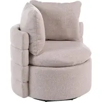 Beliani RANDERS - Draaifauteuil - Beige - Polyester