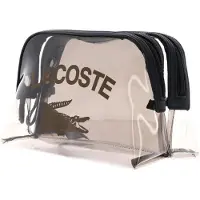 Lacoste toilettas Double Make Up Pouch Transparent Noir Ermine transparant