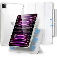 ESR Rebound Hybrid 360 Hoes voor iPad Pro 12.9 2021 en 2022 | Afneembare Magnetische Cover | 360 Graden Standaard | Transparante Achterkant | Pencil 2 Ondersteuning | Wit