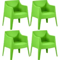 CLP Bartal tuinstoelen set van 4 - stapelbaar - polypropyleen - weer- & UV-bestendig - 150 kg belastbaar - met afwateringsgaten - groen