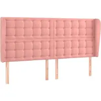 vidaXL Hoofdbord met randen 183x23x118/128 cm fluweel roze