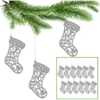 Sarcia.eu Zilveren kerstboomsokken, kerstboomornamenten 10cm, 12 stuks