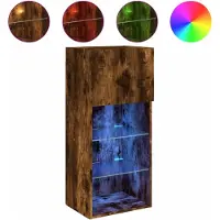 vidaXL Tv-meubel met LED-verlichting 40,5x30x90 cm gerookt eikenkleur