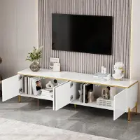 STILVORA Televisiemeubel - Hoogglans Met 4 Deuren En Kabeldoorvoer - Opbergruimte Voor Woonkamer - Spaanplaat - Wit 170x38x50 Cm