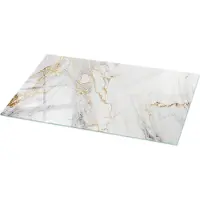 Tulup Tafelblad Glas - Elegant Geaderd Marmer Gehard Glas - 120 cm x 60 cm - Wit Glazen Tafelblad - Rechthoekig Tafelblad Glas - Glazen Tafelblad Geschikt voor de Keukentafel - Glasplaat Tafel