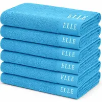 Elle Badhanddoeken Set 6 Stuks – 70x130 cm – 100% Katoen – 500g/m² – Hotelkwaliteit – Zacht, Dik & Sneldrogend BLAUW