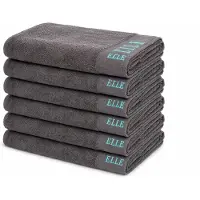 Elle Badhanddoeken Set 6 Stuks – 70x130 cm – 100% Katoen – 500g/m² – Hotelkwaliteit – Zacht, Dik & Sneldrogend – Antraciet