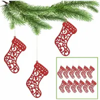 Sarcia.eu Rode kerstboomsokken, kerstboomornamenten 10cm, 12 stuks