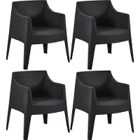 CLP Bartal tuinstoelen set van 4 - stapelbaar - polypropyleen - weer- & UV-bestendig - 150 kg belastbaar - met afwateringsgaten - zwart