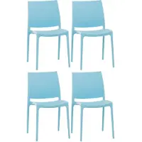 CLP Maya Set van 4 stoelen - Weerbestendige stapelstoelen - een draagvermogen tot 130 kg - lichtblauw
