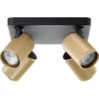 Brilliant Spot Marty zand/goud/zwart 4-lamps, zwart, Woon-/ Eetkamer, Aluminium, Modern, halogeen spot