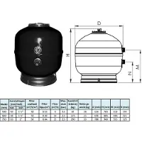 Aqua sphere Polyester Side mount zandfilter 9m³