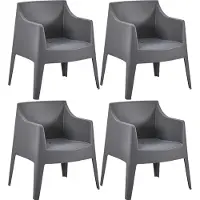 CLP Bartal tuinstoelen set van 4 - stapelbaar - polypropyleen - weer- & UV-bestendig - 150 kg belastbaar - met afwateringsgaten - donkergrijs