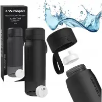 Wessper BPA-vrije drinkfles 700ml met actieve koolfilter – duurzame waterfles voor sport, school & fitness – Zwart